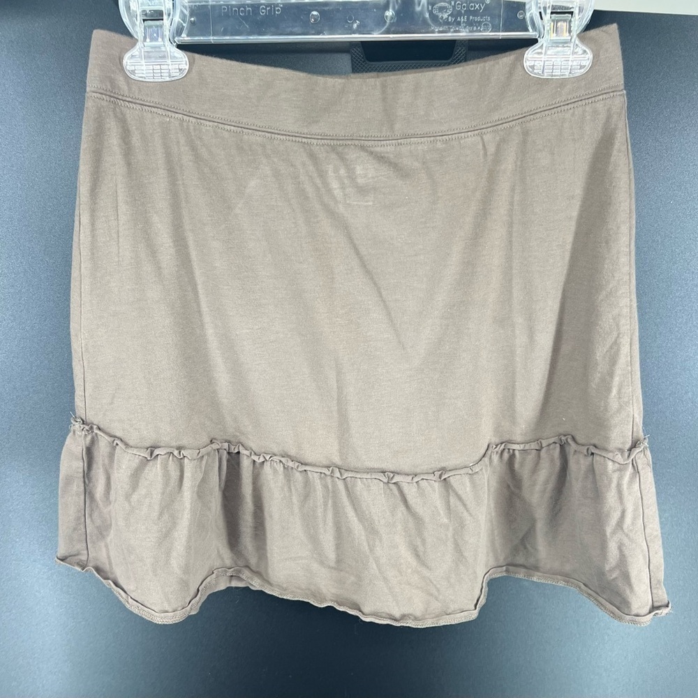 Ann Taylor Loft brown lightweight skirt with elastic waist and ruffled hem XS